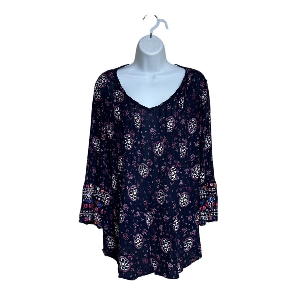 Style & Co. Women's‎ Small Floral Print 3/4 Sleeve V Neck Blouse Top small nwot